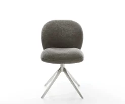 DrehstuhlNube-Flex Bouclé Soft Schlamm Kreuzgestell breit Edelstahl 360° drehbar Wippfunktion Taschenfederkern Sofort versandfertig