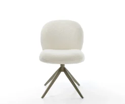 DrehstuhlNube-Flex Bouclé Weiß Kreuzgestell breit Effektfinish Titan 360° drehbar Taschenfederkern Sofort versandfertig