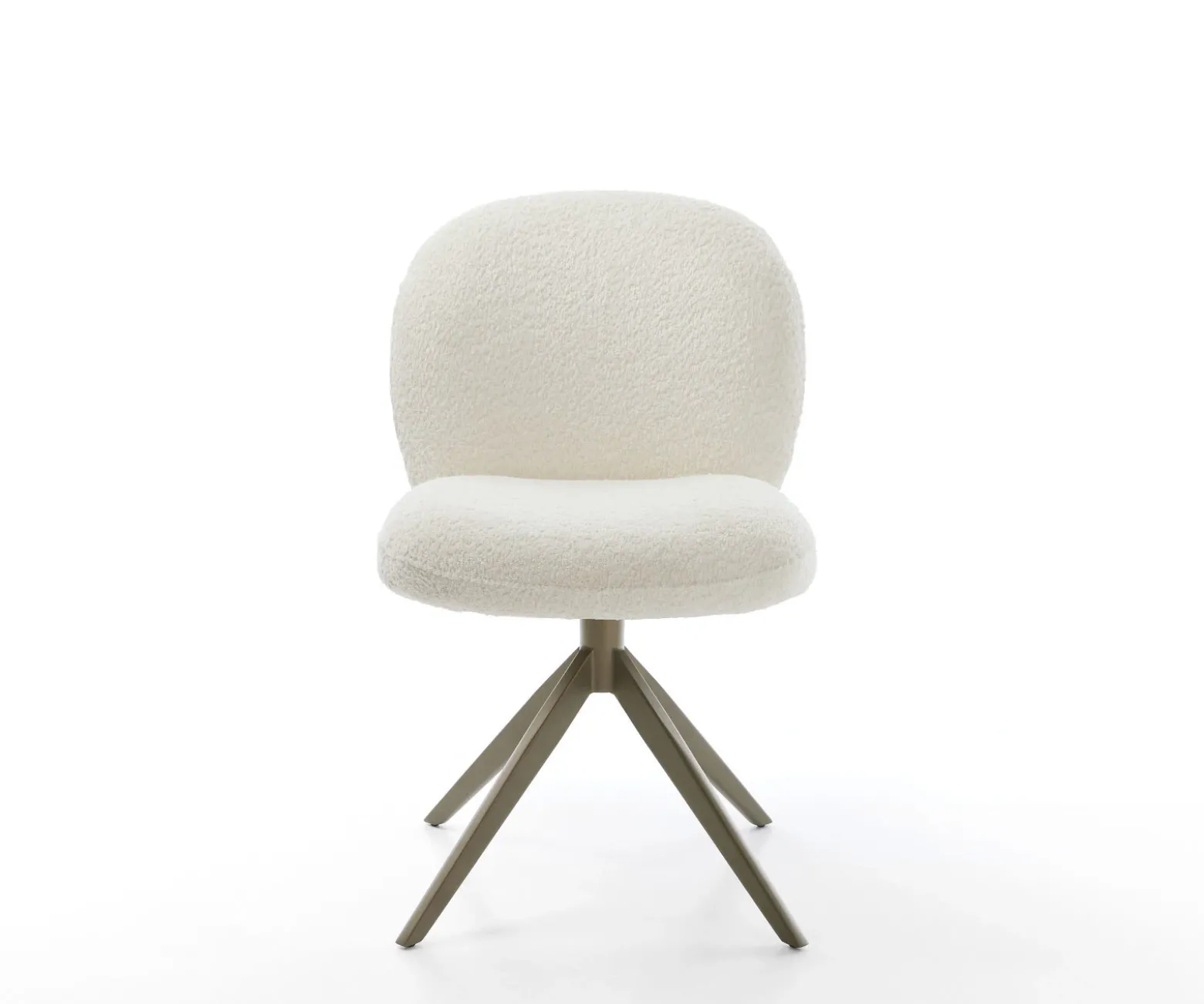 DrehstuhlNube-Flex Bouclé Weiß Kreuzgestell breit Effektfinish Titan 360° drehbar Taschenfederkern Sofort versandfertig