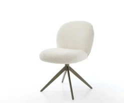 DrehstuhlNube-Flex Bouclé Weiß Kreuzgestell breit Effektfinish Titan 360° drehbar Wippfunktion Taschenfederkern Sofort versandfertig