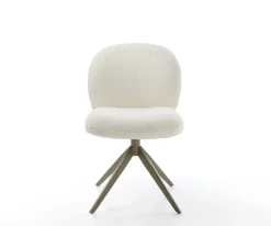 DrehstuhlNube-Flex Bouclé Weiß Kreuzgestell breit Effektfinish Titan 360° drehbar Wippfunktion Taschenfederkern Sofort versandfertig