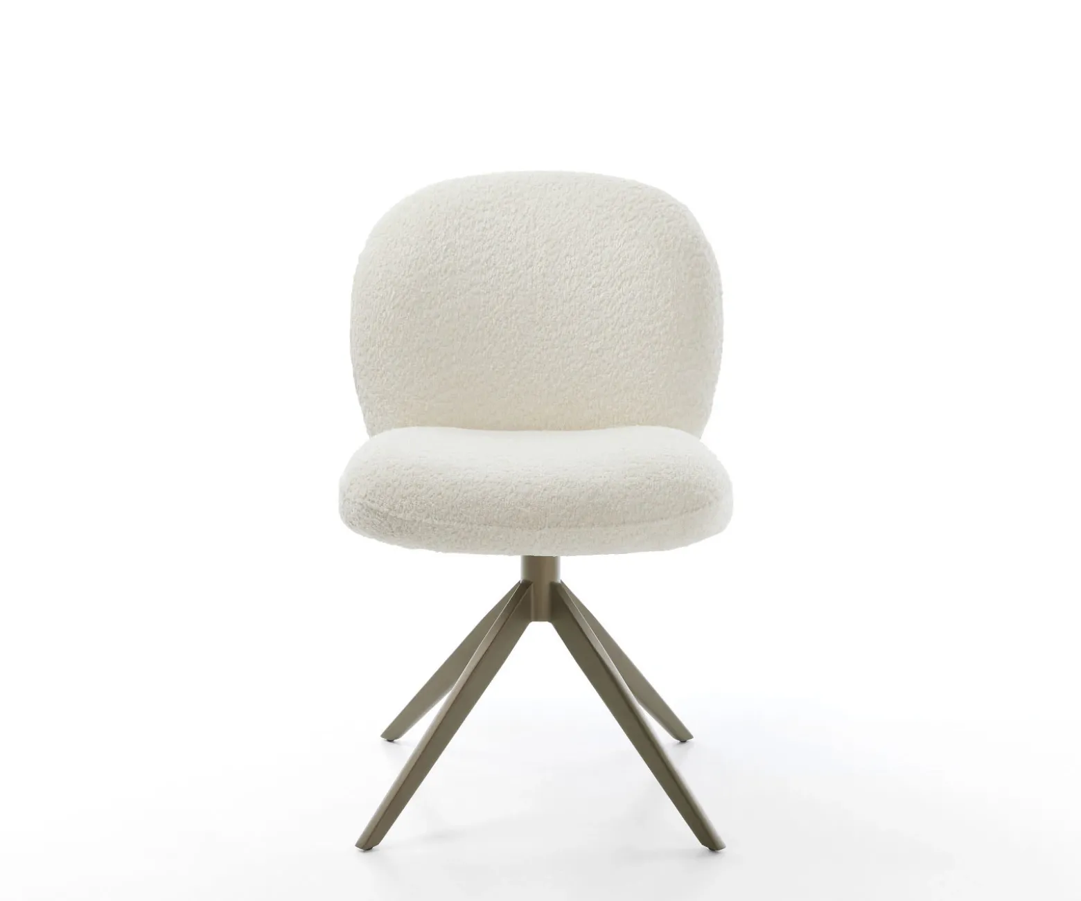 DrehstuhlNube-Flex Bouclé Weiß Kreuzgestell breit Effektfinish Titan 360° drehbar Wippfunktion Taschenfederkern Sofort versandfertig