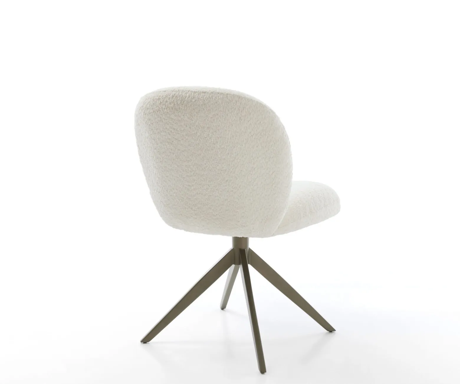 DrehstuhlNube-Flex Bouclé Weiß Kreuzgestell breit Effektfinish Titan 360° drehbar Wippfunktion Taschenfederkern Sofort versandfertig