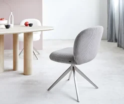 DrehstuhlNube-Flex Cord Silbergrau Kreuzgestell breit Edelstahl 360° drehbar Taschenfederkern Sofort versandfertig
