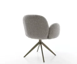 DrehstuhlNube-Flex mit Armlehnen Bouclé Silbergrau Kreuzgestell breit Effektfinish Titan 360° drehbar Taschenfederkern Sofort versandfertig
