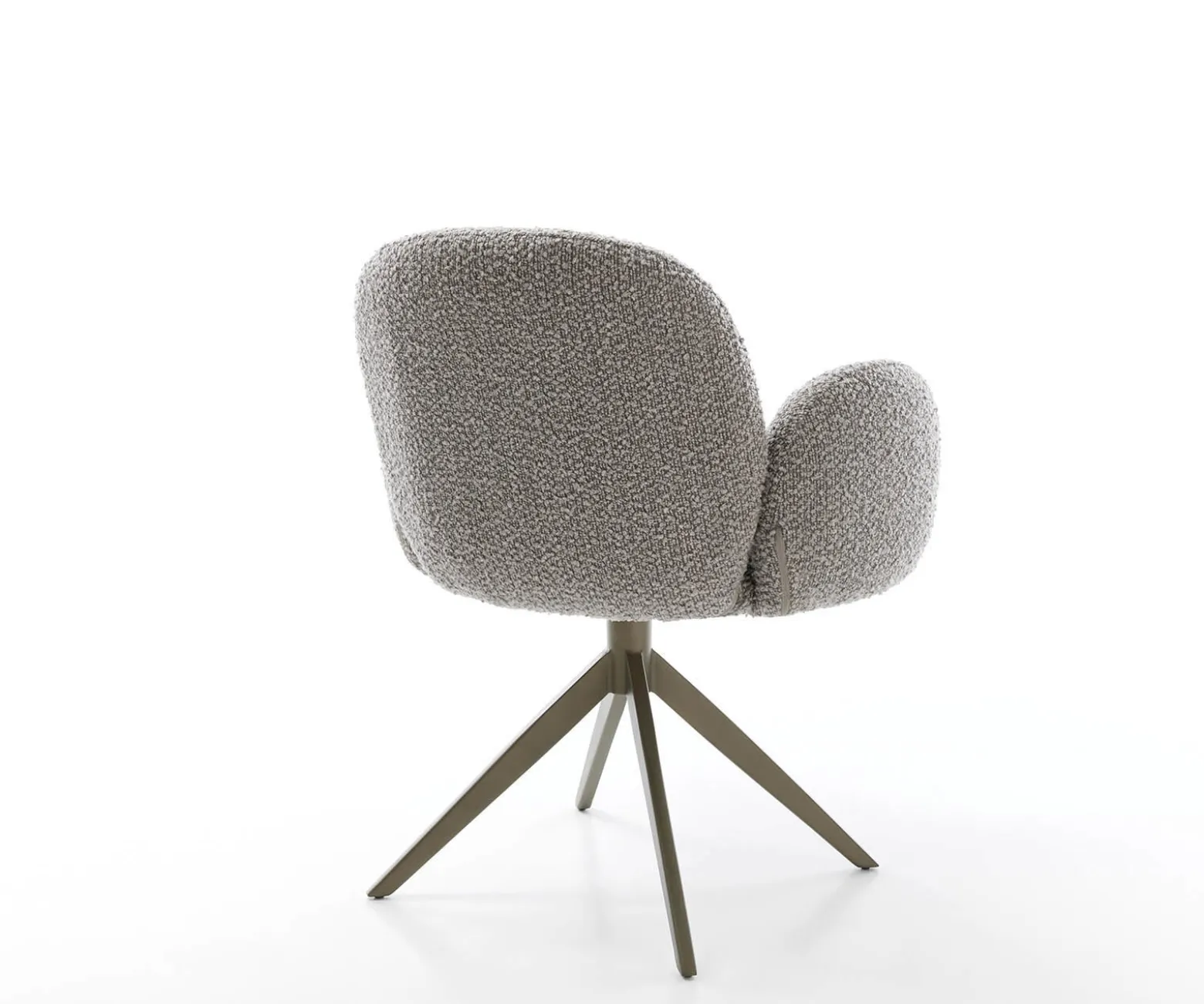 DrehstuhlNube-Flex mit Armlehnen Bouclé Silbergrau Kreuzgestell breit Effektfinish Titan 360° drehbar Taschenfederkern Sofort versandfertig