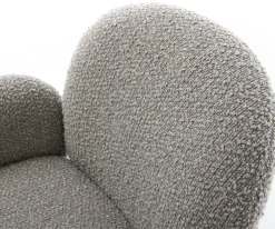 DrehstuhlNube-Flex mit Armlehnen Bouclé Silbergrau Kreuzgestell konisch Edelstahl 180° drehbar Taschenfederkern Sofort versandfertig