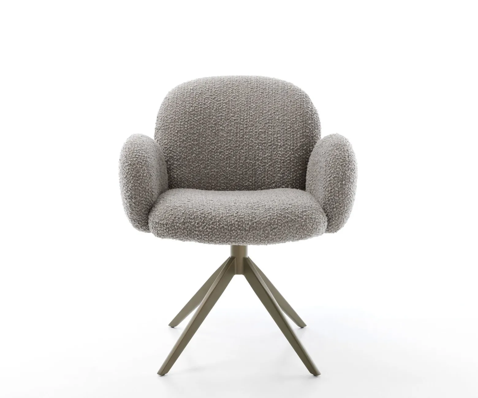 DrehstuhlNube-Flex mit Armlehnen Bouclé Silbergrau Kreuzgestell breit Effektfinish Titan 360° drehbar Wippfunktion Taschenfederkern Sofort versandfertig