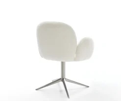 DrehstuhlNube-Flex mit Armlehnen Bouclé Soft Beige Fußkreuz Edelstahl 360° drehbar Wippfunktion Taschenfederkern Sofort versandfertig