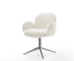 DrehstuhlNube-Flex mit Armlehnen Bouclé Soft Beige Fußkreuz Graphit 360° drehbar Wippfunktion Taschenfederkern Sofort versandfertig
