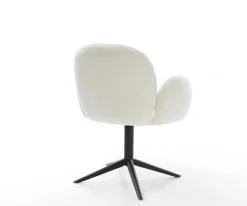 DrehstuhlNube-Flex mit Armlehnen Bouclé Soft Beige Fußkreuz Schwarz 360° drehbar Wippfunktion Taschenfederkern Sofort versandfertig
