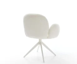 DrehstuhlNube-Flex mit Armlehnen Bouclé Soft Beige Kreuzgestell breit Weiß 360° drehbar Wippfunktion Taschenfederkern Sofort versandfertig
