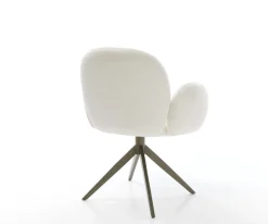DrehstuhlNube-Flex mit Armlehnen Bouclé Soft Beige Kreuzgestell breit Effektfinish Titan 360° drehbar Wippfunktion Taschenfederkern Sofort versandfertig