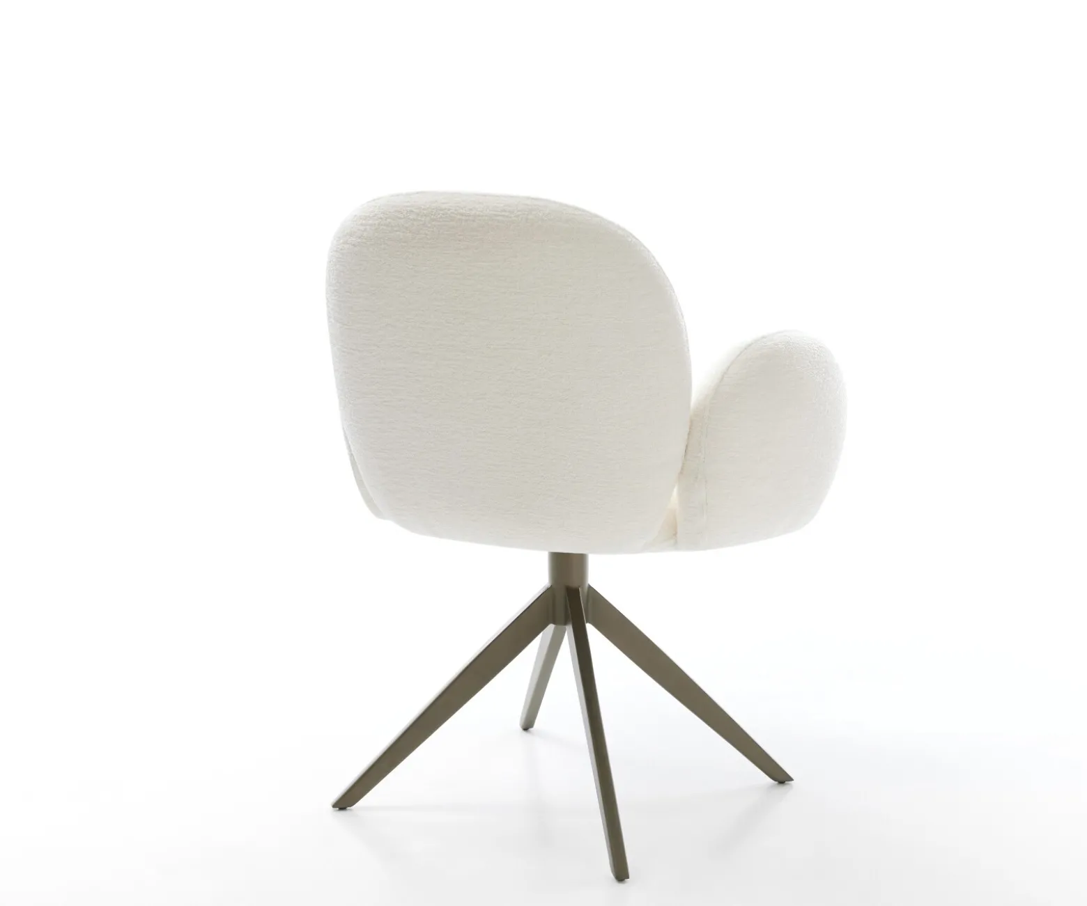 DrehstuhlNube-Flex mit Armlehnen Bouclé Soft Beige Kreuzgestell breit Effektfinish Titan 360° drehbar Wippfunktion Taschenfederkern Sofort versandfertig