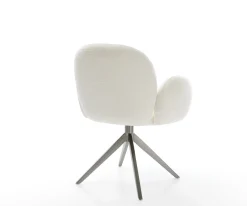 DrehstuhlNube-Flex mit Armlehnen Bouclé Soft Beige Kreuzgestell breit Graphit 360° drehbar Wippfunktion Taschenfederkern Sofort versandfertig