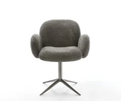DrehstuhlNube-Flex mit Armlehnen Bouclé Soft Schlamm Fußkreuz Graphit 360° drehbar Wippfunktion Taschenfederkern Sofort versandfertig