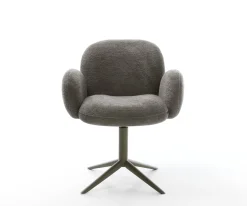 DrehstuhlNube-Flex mit Armlehnen Bouclé Soft Schlamm Fußkreuz Effektfinish Titan 360° drehbar Wippfunktion Taschenfederkern Sofort versandfertig