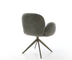 DrehstuhlNube-Flex mit Armlehnen Bouclé Soft Schlamm Kreuzgestell breit Effektfinish Titan 360° drehbar Wippfunktion Taschenfederkern Sofort versandfertig