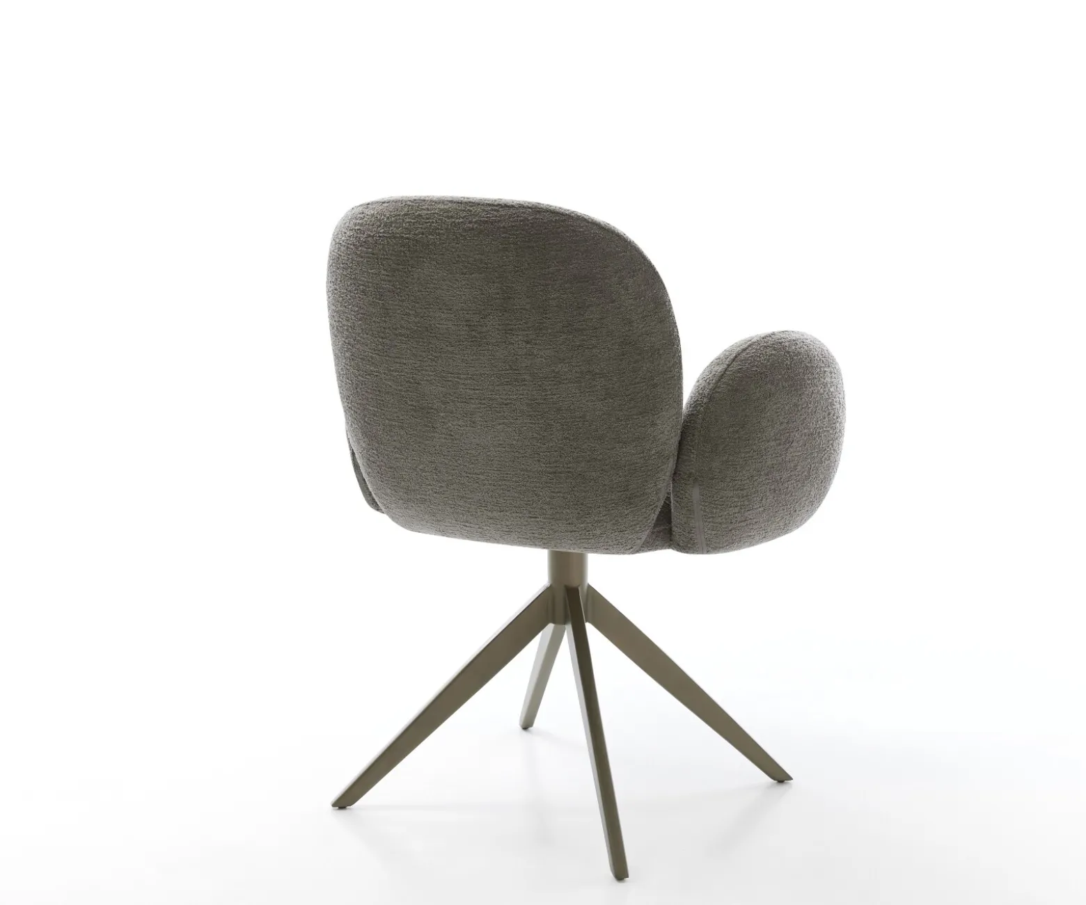 DrehstuhlNube-Flex mit Armlehnen Bouclé Soft Schlamm Kreuzgestell breit Effektfinish Titan 360° drehbar Wippfunktion Taschenfederkern Sofort versandfertig