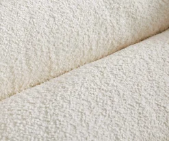 DrehstuhlNube-Flex mit Armlehnen Bouclé Weiß Holzgestell kantig Natur 360° drehbar Taschenfederkern Versandfertig ca. 28.10.26