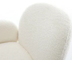 DrehstuhlNube-Flex mit Armlehnen Bouclé Weiß Kreuzgestell breit Effektfinish Titan 360° drehbar Taschenfederkern Sofort versandfertig
