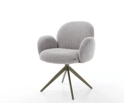 DrehstuhlNube-Flex mit Armlehnen Cord Silbergrau Kreuzgestell breit Effektfinish Titan 360° drehbar Taschenfederkern Sofort versandfertig