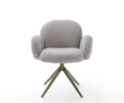 DrehstuhlNube-Flex mit Armlehnen Cord Silbergrau Kreuzgestell breit Effektfinish Titan 360° drehbar Taschenfederkern Sofort versandfertig