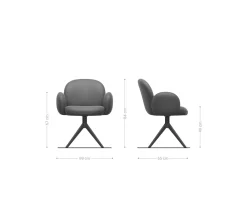 DrehstuhlNube-Flex mit Armlehnen Cord Silbergrau Kreuzgestell breit Effektfinish Titan 360° drehbar Taschenfederkern Sofort versandfertig