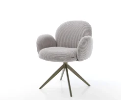DrehstuhlNube-Flex mit Armlehnen Cord Silbergrau Kreuzgestell breit Effektfinish Titan 360° drehbar Wippfunktion Taschenfederkern Sofort versandfertig