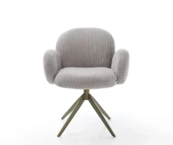 DrehstuhlNube-Flex mit Armlehnen Cord Silbergrau Kreuzgestell breit Effektfinish Titan 360° drehbar Wippfunktion Taschenfederkern Sofort versandfertig