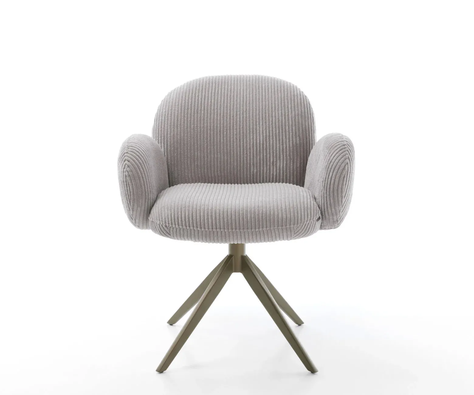 DrehstuhlNube-Flex mit Armlehnen Cord Silbergrau Kreuzgestell breit Effektfinish Titan 360° drehbar Wippfunktion Taschenfederkern Sofort versandfertig