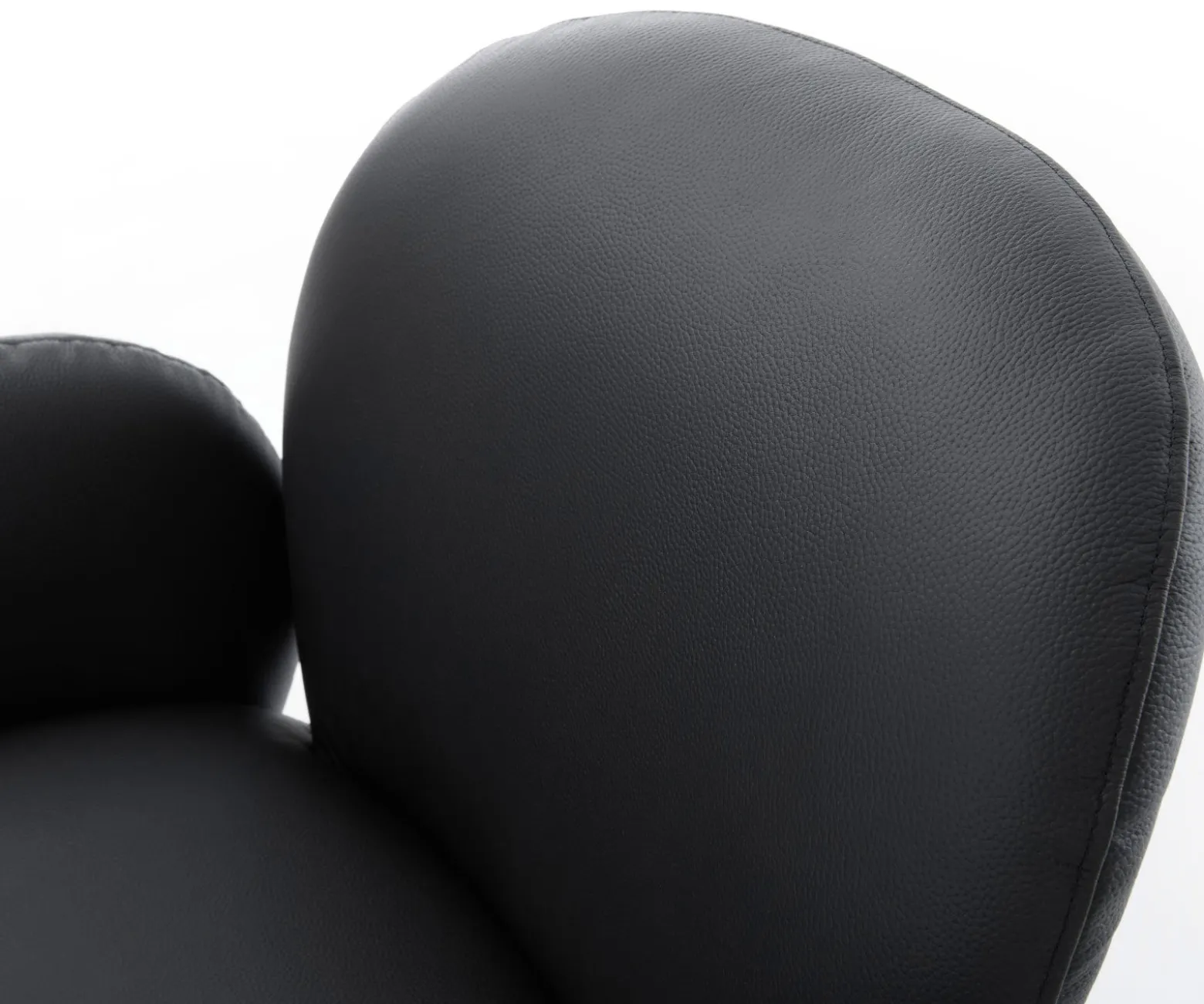 DrehstuhlNube-Flex mit Armlehnen Echt-Leder Schwarz Kreuzgestell breit Effektfinish Titan 360° drehbar Taschenfederkern Sofort versandfertig