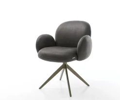 DrehstuhlNube-Flex mit Armlehnen Mikrofaser Anthrazit Vintage Kreuzgestell breit Effektfinish Titan 360° drehbar Taschenfederkern Sofort versandfertig