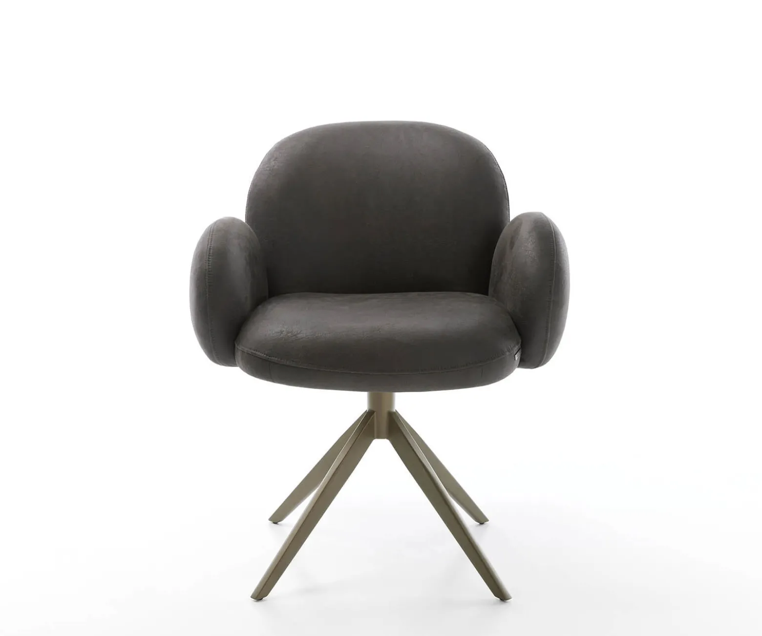 DrehstuhlNube-Flex mit Armlehnen Mikrofaser Anthrazit Vintage Kreuzgestell breit Effektfinish Titan 360° drehbar Taschenfederkern Sofort versandfertig