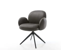 DrehstuhlNube-Flex mit Armlehnen Mikrofaser Anthrazit Vintage Kreuzgestell breit Schwarz 360° drehbar Wippfunktion Taschenfederkern Sofort versandfertig