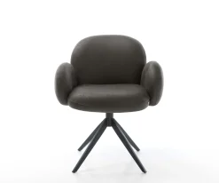 DrehstuhlNube-Flex mit Armlehnen Mikrofaser Anthrazit Vintage Kreuzgestell breit Schwarz 360° drehbar Wippfunktion Taschenfederkern Sofort versandfertig