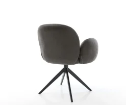 DrehstuhlNube-Flex mit Armlehnen Mikrofaser Anthrazit Vintage Kreuzgestell breit Schwarz 360° drehbar Wippfunktion Taschenfederkern Sofort versandfertig