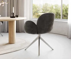 DrehstuhlNube-Flex mit Armlehnen Mikrofaser Anthrazit Vintage Kreuzgestell breit Edelstahl 360° drehbar Taschenfederkern Sofort versandfertig