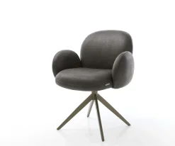 DrehstuhlNube-Flex mit Armlehnen Mikrofaser Anthrazit Vintage Kreuzgestell breit Effektfinish Titan 360° drehbar Wippfunktion Taschenfederkern Sofort versandfertig
