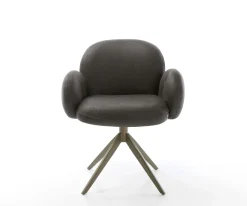 DrehstuhlNube-Flex mit Armlehnen Mikrofaser Anthrazit Vintage Kreuzgestell breit Effektfinish Titan 360° drehbar Wippfunktion Taschenfederkern Sofort versandfertig