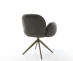 DrehstuhlNube-Flex mit Armlehnen Mikrofaser Anthrazit Vintage Kreuzgestell breit Effektfinish Titan 360° drehbar Wippfunktion Taschenfederkern Sofort versandfertig