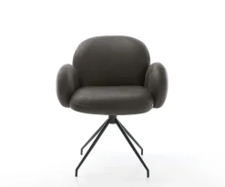 DrehstuhlNube-Flex mit Armlehnen Mikrofaser Anthrazit Vintage Kreuzgestell konisch Schwarz 180° drehbar Taschenfederkern Sofort versandfertig