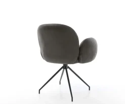 DrehstuhlNube-Flex mit Armlehnen Mikrofaser Anthrazit Vintage Kreuzgestell konisch Schwarz 180° drehbar Taschenfederkern Sofort versandfertig
