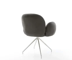 DrehstuhlNube-Flex mit Armlehnen Mikrofaser Anthrazit Vintage Kreuzgestell konisch Edelstahl 180° drehbar Taschenfederkern Sofort versandfertig