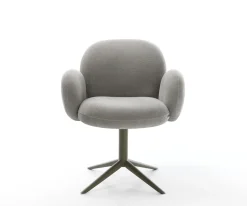 DrehstuhlNube-Flex mit Armlehnen Strukturstoff Soft Grau Fußkreuz Effektfinish Titan 360° drehbar Wippfunktion Taschenfederkern Sofort versandfertig
