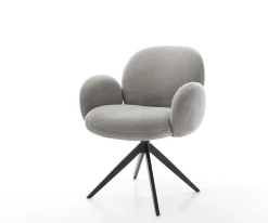 DrehstuhlNube-Flex mit Armlehnen Strukturstoff Soft Grau Kreuzgestell breit Schwarz 360° drehbar Wippfunktion Taschenfederkern Sofort versandfertig