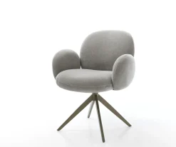 DrehstuhlNube-Flex mit Armlehnen Strukturstoff Soft Grau Kreuzgestell breit Effektfinish Titan 360° drehbar Wippfunktion Taschenfederkern Sofort versandfertig