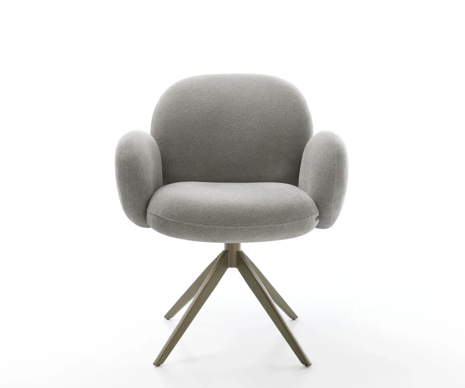 DrehstuhlNube-Flex mit Armlehnen Strukturstoff Soft Grau Kreuzgestell breit Effektfinish Titan 360° drehbar Wippfunktion Taschenfederkern Sofort versandfertig