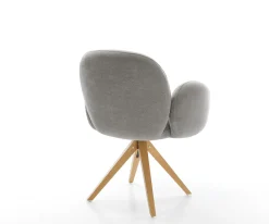 DrehstuhlNube-Flex mit Armlehnen Strukturstoff Soft Grau Holzgestell kantig Natur 360° drehbar Taschenfederkern Versandfertig ca. 28.10.26