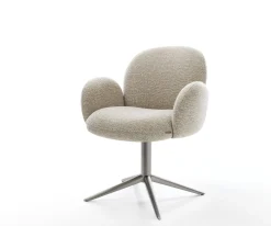 DrehstuhlNube-Flex mit Armlehnen Webstoff Soft Beige Fußkreuz Graphit 360° drehbar Wippfunktion Taschenfederkern Sofort versandfertig